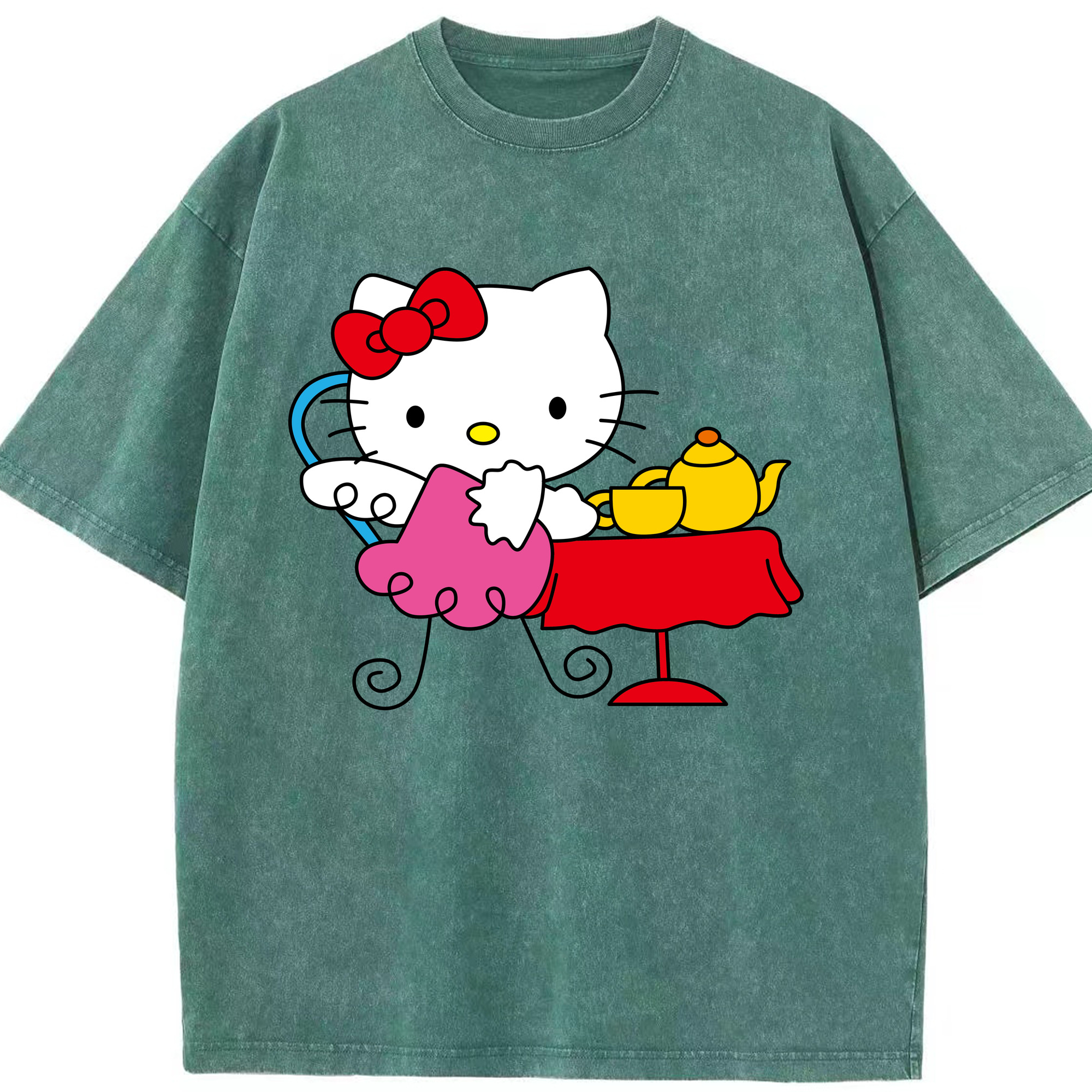 （画像用） Hello Kitty ハローキティ 綿100% ヴィンテージ風 半袖Tシャツ（フロントプリント）